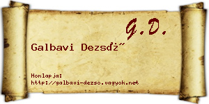 Galbavi Dezső névjegykártya